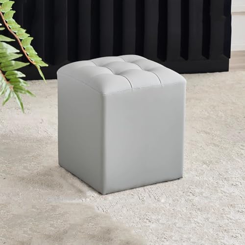 Taburete acolchado de cuero con patas de madera para salon 2
