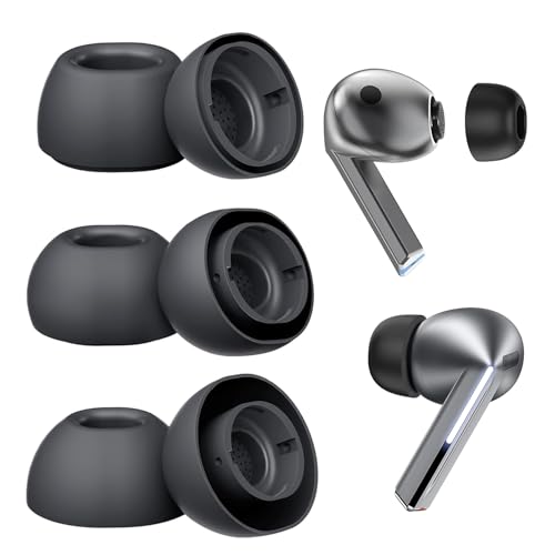 Adhiper Galaxy Buds 3 Pro Ear Tips,Silicone Tips Earbud for Samsung Galaxy Buds 3 Pro,Noise Canceling Silicone Ear Replacement Ear Tips,Comfortable, Replacement(Black,SML)
