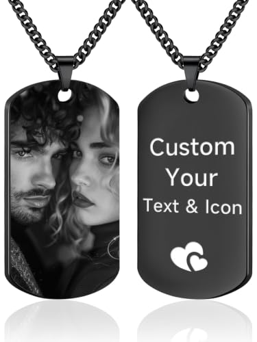 CDBUY Custom Dog Tag Necklace with Personalized...