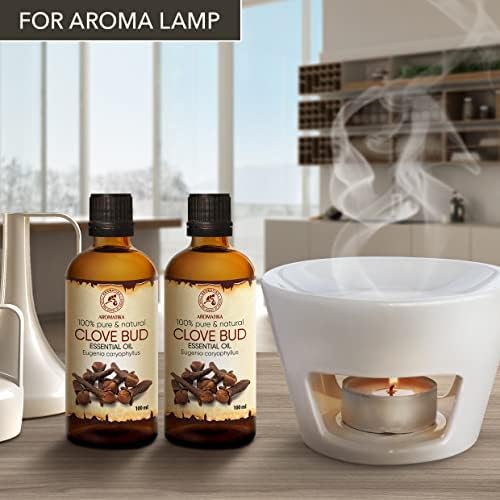 Clove Bud Essential Oil 200ml / 2x100ml - Eugenia Caryophyllus - Aromatherapy Essential Oil - 100% Pure & Natural Clove Oil for - Skin & Hair - Massage - Cosmetics - Diffusers & Homemade Candles