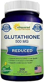 Reduced Glutathione 500mg Per Serving Supplement - 200 Capsules - L-Glutathione Antioxidant to