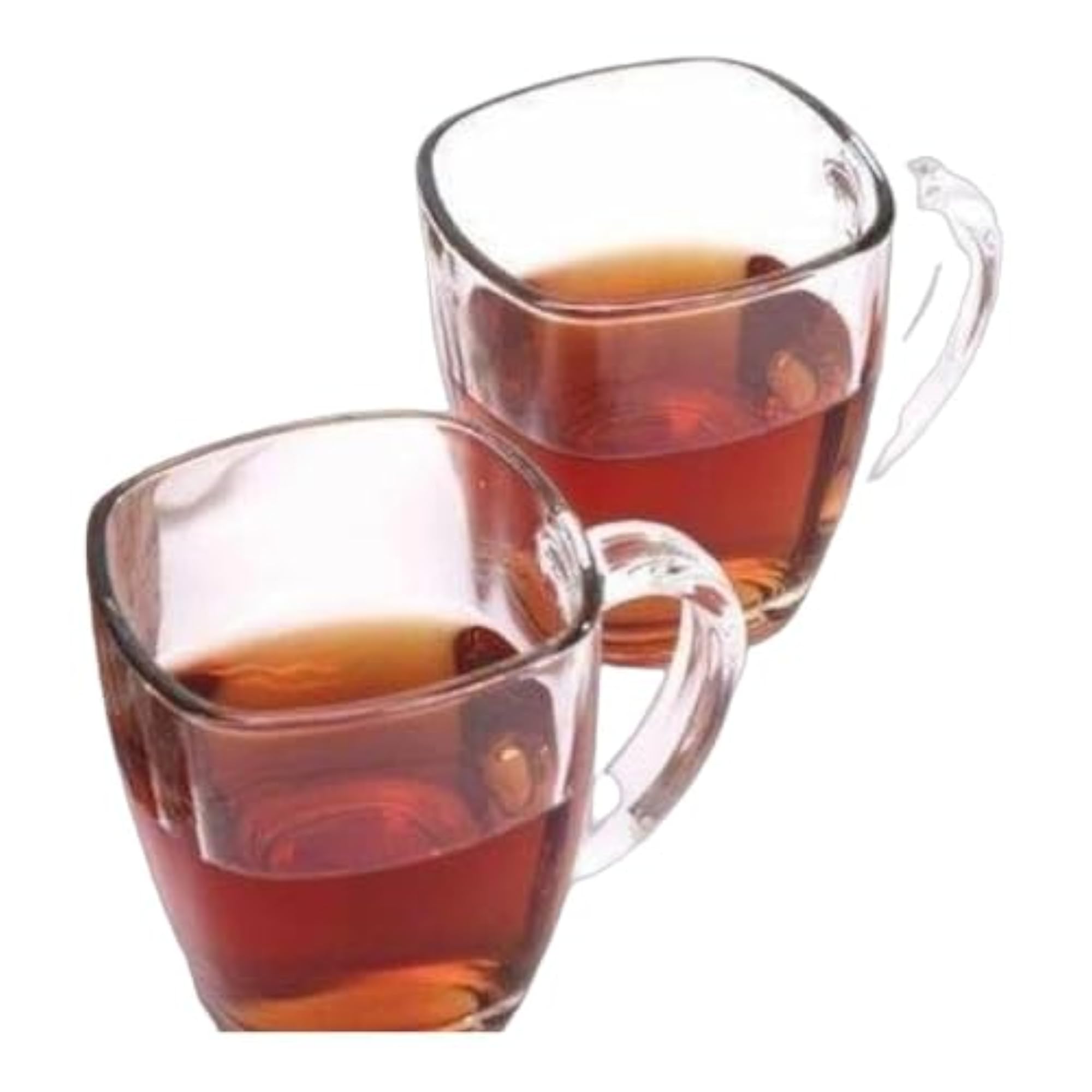 2-Pieces Square Tea Cup 190ML Glass Cups Set
