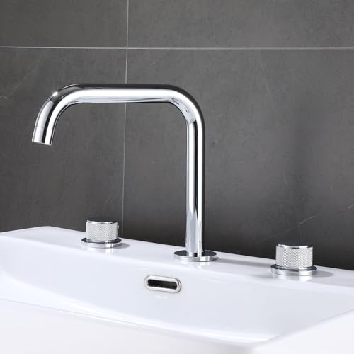 Robinet de salle de bain noir 3 trous mitigeur moderne pivotant à 360 degrés