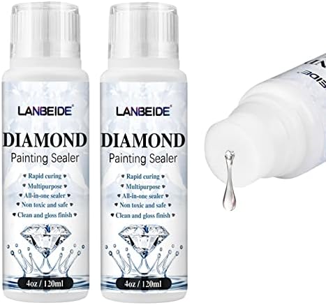 LANBEIDE 2 Pack 240ML Diamond Portray Sealer, 5D Diamond Portray Artwork Glue Everlasting Maintain & Shine Impact Sealer for Diamond Portray and Puzzles