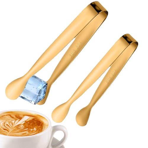 Tenazas Pequeñas Para Azúcar - 2 Piezas Utensilio De Acero Inoxidable Para Agarrar Azúcar | Tenazas De Metal Para Cócteles,Para Rodajas De Limón Gelatina Bartender Amante Del Té Amante Del Café