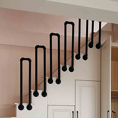 Main courante d'escalier en fer forgé noir mat de sécurité en forme de U - 4