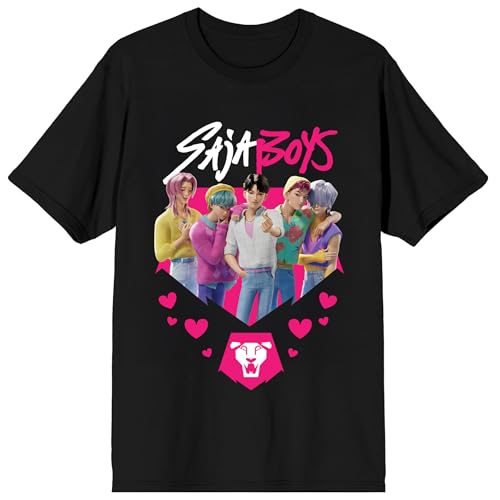 Kpop Demon Hunters Saja Boys Heart on Black Short Sleeve Adult T Shirt - 5XL