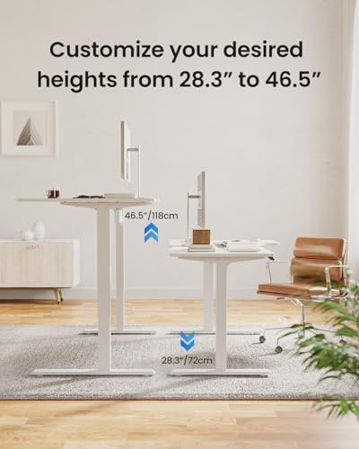 FEZIBO 55×32 inch L Shaped Electric Corner Standing Desk, 4 Memory Height Settings,Home Office & Computer Height Adjustable Table, Ergonomic Sit and Stand Up Workstation with Splice Board,White Top - Image 6