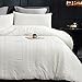 Cupocupa King Size Comforter Set;White Boho Tufted Lightweight Bedding Sets 3PCS Soft Jacquard Pom Pom Comforter with 2 Pillow Cases for All Season
