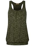 Miusey Top for Women Fashion 2025,Female Crew Neck Tank Tops Army Green Shirt Yoga Tunic Workout Breezy Cozy Fittness Clothes Elastic Banded Bottom Casual Summer Top Gym Sports Wear L