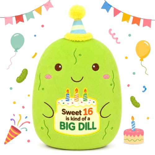 Image of Sweet 16 Pickle Birthday Stuffed Animal,Sweet 16 Gifts for Kids