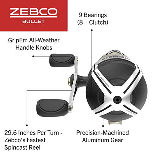 Zebco Bullet MG Spincast Fishing Reel, Size 30 Reel, Ultra-Lightweight Magnesium Body, Changeable Right- or Left-Hand Retrieve, Oversized Non-Slip Handle Knob, Dark Silver, Clam Packaging by Zebco - Image 3