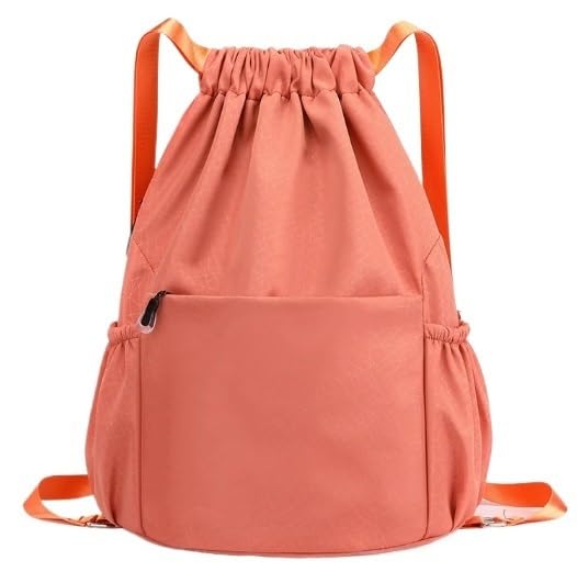 Gym Drawstring Bags Waterproof Drawstring Backpack with Zipper Pocket Cinch Bags(6,33cm*18cm*45cm)