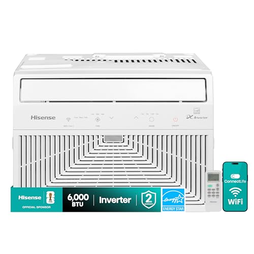 Hisense 6,000 BTU Smart Inverter Window Air Conditioner, 3 modes (Cooling, Fan,...
