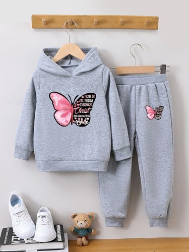 easyforever Kids Girl Sweatsuits Hoodie Sweat Suit Tracksuit Hooded Sweatshirt And Sweatpant Jogger Piece Suit Set2