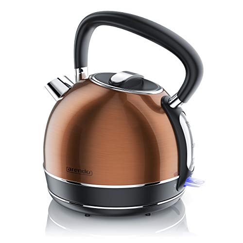 Arendo - Wasserkocher Edelstahl - Teekessel Retro Style - max. 2200W - 1,7 Liter & Arendo - Edelstahl Eierkocher… – Bild 3