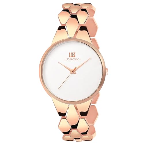 Image of IIK COLLECTION Watch for Women Round Dial |Analogue Quartz Movemnet Ladies Watch|Long Battery Life|Stainless Steel Adjustable Bracelet Chain Strap|Fancy Clasp Safety Watch for Woman