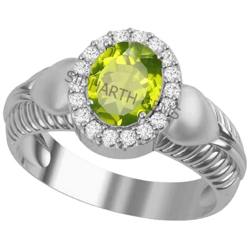 Bague en argent et péridot vert de qualité A+ d'une pureté exceptionnelle