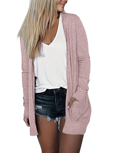 Image of DB MOON Womens Long Cardigan 2026 Fall Lightweight Long Sleeve Open Front Sweater with Pockets