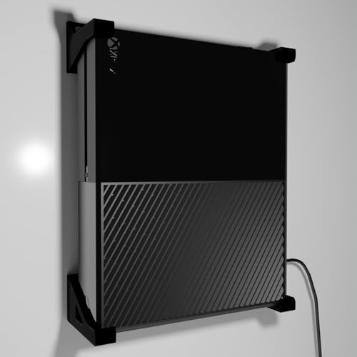 Jakelove 3D-Druck Kit de montage mural compatible avec console Xbox One d'origine et câble d'alimentation en brique – Support de support (lot de 4 et 2, droitier – droite) – Noir – vue 3