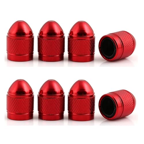 8PCS Tire Wheel Caps Metal Tyre Air Stem Dust Nipple Caps With Plastic Line Resistant Leak-Proof Cars And Motorcycles(Type B- Red)