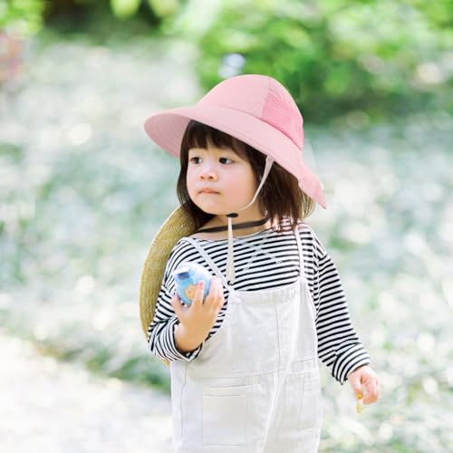 Sombrero de sol infantil ajustable para bebé gorro de playa rosa 7