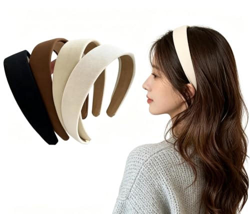 LOHGOU 4Pcs Solid Color Headbands for Women Cute Hair Accessories Non Slip Hair Bands for Everyday Style (A-4 Pcs)