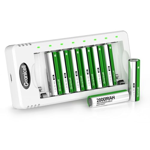 Piles AA Rechargeables NiMH avec Chargeur 8 Slots pour ne Plus Manquer d'Énergie