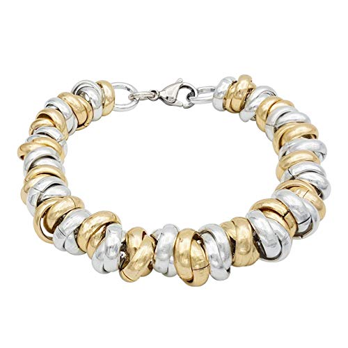 ParticolarModa Bracciale stile nodini intrecciato per donna in alluminio e acciaio Argentato Dorato Bronzo Fumè 10 mm