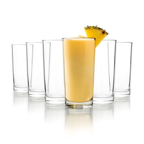 Image of CELLO Liberty Hi-Ball Glass Set of 6 Pcs 250ml, Transparent | Freezer & Fridge Safe, Leadfree Dishwasher Safe Toughened Crystal Clear Glasses Set for Drinking Water Juice Milk Cocktail Mocktail Soda