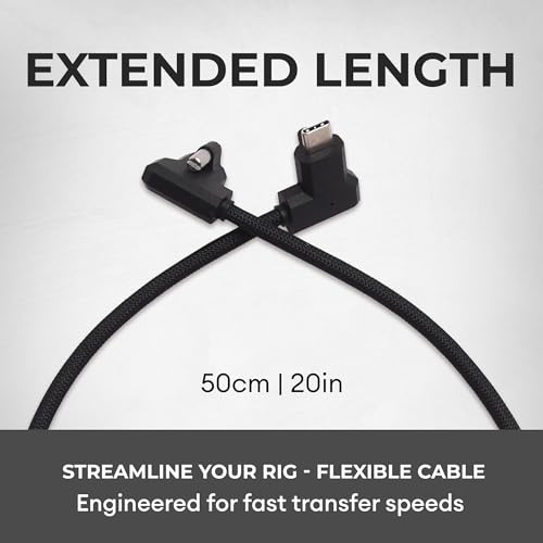 Image of XLCS Locking EVF Cable for Blackmagic Pyxis and URSA Cine 12K - USB-C 3.1 /3.2-20Gbps - 100W Power - Secure Lock - High-Speed Pyxis Monitor Cable - Durable and Reliable (50cm (20 inch) - Black)