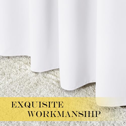 NICETOWN White Room Darkening Curtain 63 inches Long for Living Room - Grommet Solid Thermal Insulated Grommet Light Blocking Window Treatment for Bedroom (1 Panel, W46 x L63)
