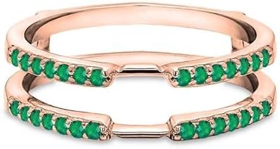 Green Emerald Enhancer Guard For Women, 14k Yellow/Sterling/Rose Gold Plated Silver Green Emerald Wrap Ring, Enhancer Ring Guard, Enhancer Ring