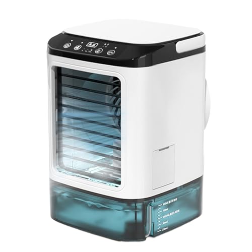Ventilador climatizador, ventilador refrescante para ambientes interiores, luz nocturna 3 velocidades refrigerador con depósito de agua para dormitorio, apartamento, interior, exterior, viaje