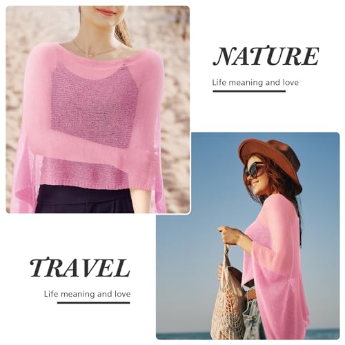 Image of Women Sheer Poncho Shrug Summer Sheer Blouse Top Lightweight Poncho Bolero for Evening Dress