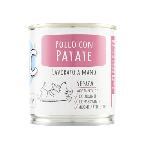 Adoc Naturally Premium, Alimento Umido Complementare per Cani, Filetti di Pollo con Patate, 16 Lattine da 285 g, in Gelatina, Senza Conservanti e Coloranti