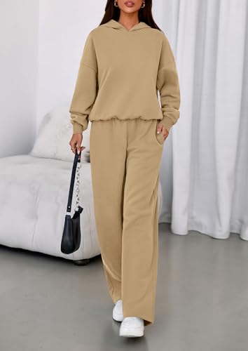 Image of PRETTYGARDEN Womens Sweatsuits 2 Piece Set 2026 Casual Winter Long Sleeve Hoodie Loose Wide Leg Sweatpants Fall Tracksuit