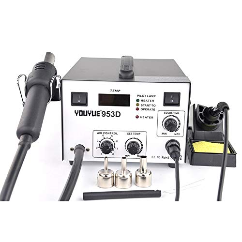 Soldering YOUYUE 953D Air pump type 220V 2 in 1 SMD Rework Soldering Station Hot Air Gun+Electric Solder Iron For Welding Repair - (Color: 110v, Plug Type: US)