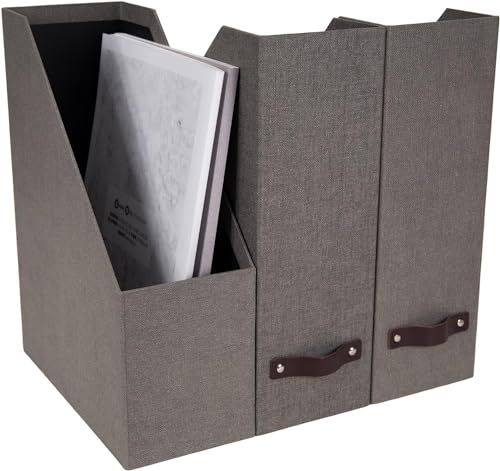 Bigso Box Of Sweden Bigso Estelle Canvas Fiberboard Upright Magazine Storage Box | Magazine Holder & Organizer For Papers With Leather Handle thumb #1
