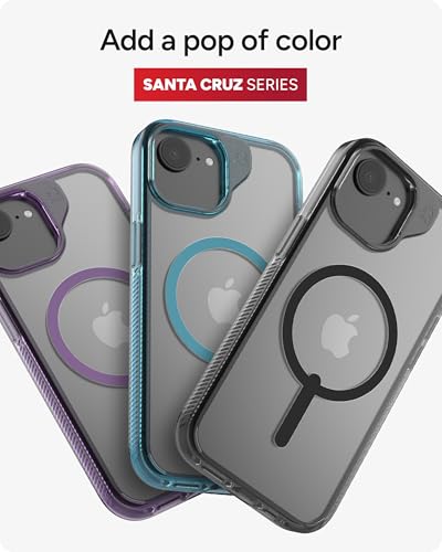 Image of ZAGG Santa Cruz Snap Case for iPhone 17e / 16e / 15 /14 / 13-13ft Drop Protection, Wireless Charging Compatible, Graphene Strength, 70% Recycled Material, Anti-Scratch, Clear, Hyacinth Purple