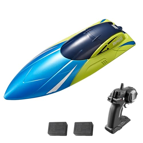Hylukon Barco teledirigido de 2,4 GHz, lancha rápida con 2 baterías, resistente al agua para mar y piscina