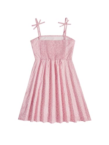 SOLY HUX Girl's Floral Print Spaghetti Strap Dress Sleeveless A-line Mini Dresses Summer Beach Sundress2