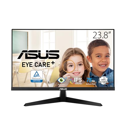 ASUS VY249HE Gaming Monitor | 24 Zoll Full HD | 75 Hz, 1ms MPRT, FreeSync, GamePlus | IPS Panel, Vesa 100x100, 16:9, 1920x1080, HDMI, D-Sub