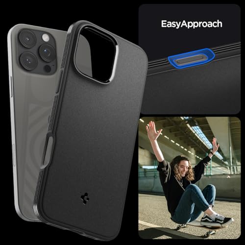 Spigen Essential Sand Blast Back Cover Case Compatible with iPhone 16 Pro (TPU | Matte Black) 3 41lCZGuyJuL