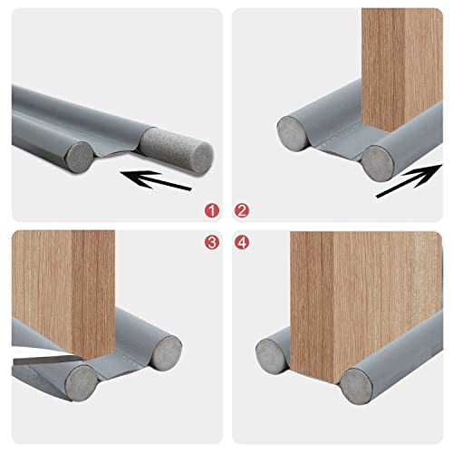 TECDW Tochtstrip voor deuren 95 cm, tochtstopper, op maat te snijden deurafdichting, tochtstopper met dubbele afdichting, tochtstopper voor deuren, deuren, tochtstopper, wasbaar (grijs) - Image 4