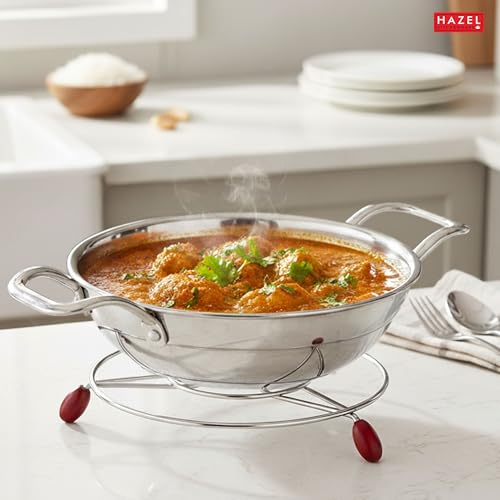 Image of HAZEL Stainless Steel Trivet Stand | Heat Resistant Hot Pot Mat | Kitchen & Dining Table Vessel Holder | Cooling & Steaming Rack