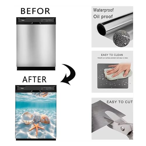 Image of BVBOX Dishwasher Magnet Cover 23 inchx26 inch, Reusable Magnetic Refrigerator Covers, Decorative Magnets Cover Fridge Door Skin Panel Stickers for Home Kitchen Appliance