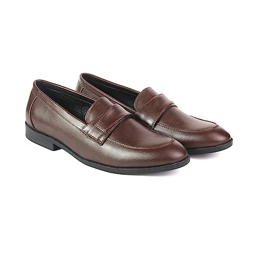 Image of BRATVA 1008 Men's Loafers & Moccasins Shoes with Synthetic Leather Upper & Leather Lining in Colour Black /Brown /TAN for Men