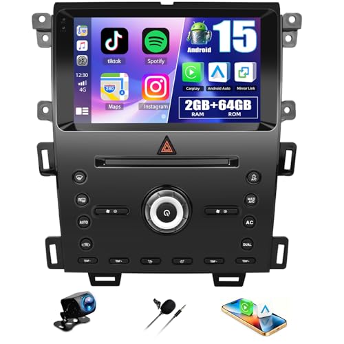 for Ford Edge 2011-2015 Android 15 Car Stereo 9 Inch Touch Screen 2G+64G with Wireless CarPlay Android Auto Mirror Link 26UI Bluetooth FM GPS Navigation WiFi SWC Backup Camera