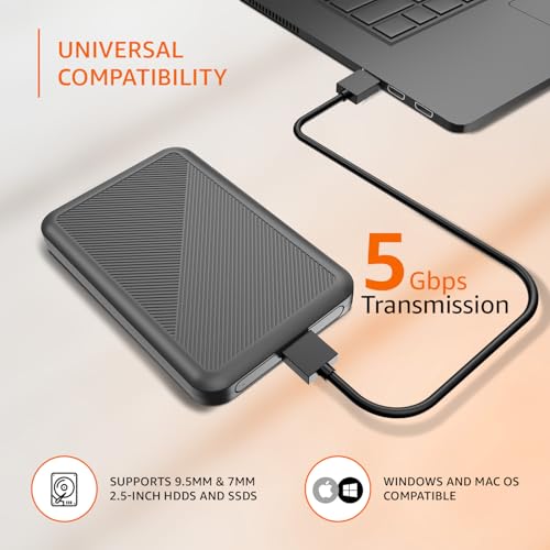 Amazon Basics 2.5" USB 3.0 HDD External Hard Drive Enclosure | Tool-Free Setup | Enhanced Grip, Non-Toxic ABS | Versatile Compatibility with... - Image 3